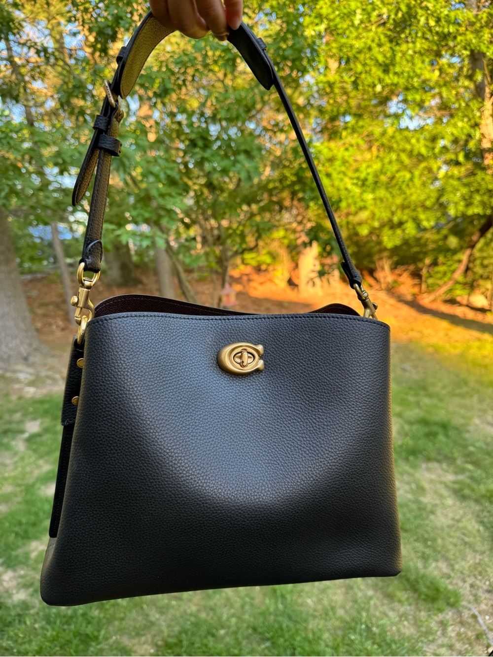 Coach Willow Shoulder Bag Black Pebbled Leather Crossbody